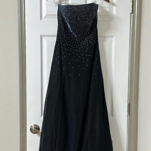 NWOT JUMP APPAREL Blue Navy Metallic Sequin Prom Party Formal Wedding Gown Dress